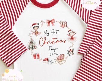Personalised First Christmas Pjs | My First Christmas Pyjamas | Baby Christmas Sleepsuit