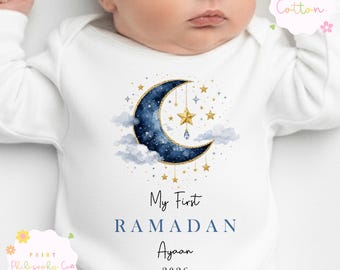 My First Ramadan Baby Sleepsuit | Ramadan Baby Grow Outfit | Islamic Baby Gift, Eid Baby Clothes