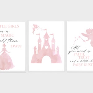 DIGITAL Princess Prints, Nursery Decor, Nursery Prints, Pink Prints, Girls Bedroom Prints, Princess Prints, Princess Decor, Bedroom Prints