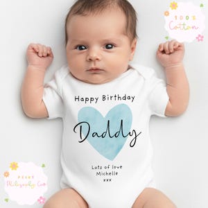 Happy Birthday Daddy Vest, Happy Birthday Daddy Baby Grow, Happy Birthday Daddy Gift, Gift for daddy birthday, Birthday gifts for dad Blue
