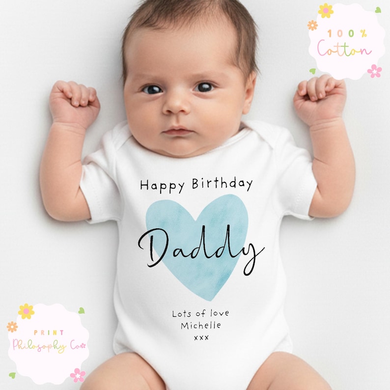 Happy Birthday Daddy Vest, Happy Birthday Daddy Baby Grow, Happy Birthday Daddy Gift, Gift for daddy birthday, Birthday gifts for dad Blue