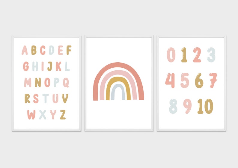 Alphabet Nursery Decor Print Rainbow Nursery Prints Etsy