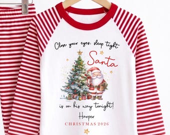 Personalised Children's Christmas Pyjamas | Custom Name Kids Xmas PJs | Matching Christmas Eve Pyjamas | Holiday Sleepwear