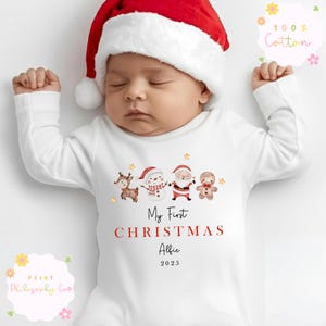 Personalised My First Christmas Sleepsuit | Baby Christmas Sleepsuit | First Christmas Outfit | Custom Name Baby Outfit | Xmas Babygrow Gift