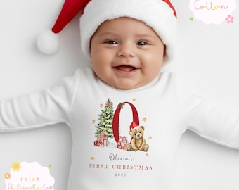 First Christmas Babygrow, My First Christmas Baby Vest, Sleepsuit, 1st Christmas Baby Outfit, First Christmas Pjs, First Christmas Baby Gift