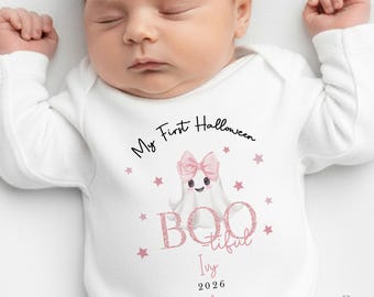My First Halloween Babygrow, Vest & Sleepsuit | Personalised Baby Halloween Outfit | 1st Halloween Baby Clothes | First Halloween Gift UK