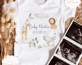 Personalised Pregnancy Announcement Baby Vest – Baby Reveal Outfit with Due Date
