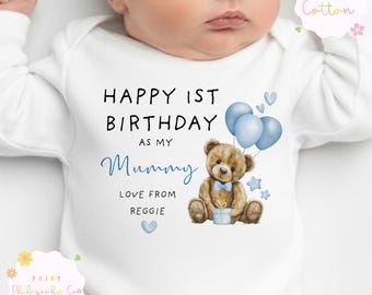 Happy Birthday Mummy Babygrow, 1st Birthday as my Mummy, Mummy Birthday Gift, Mum Birthday Gift, New Mum Gift, Birthday Baby vest, Sleepsuit