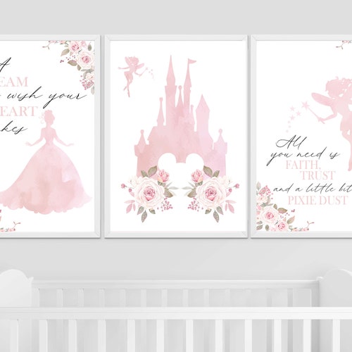 Personalised Princess Prints Set of 3 Nursery Decor Nursery - Etsy
