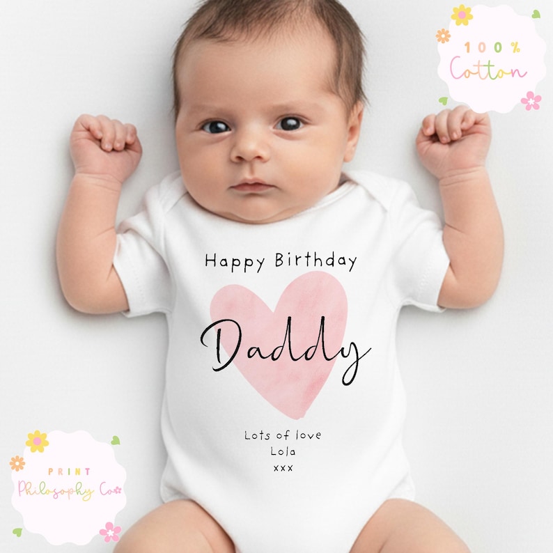 Happy Birthday Daddy Vest, Happy Birthday Daddy Baby Grow, Happy Birthday Daddy Gift, Gift for daddy birthday, Birthday gifts for dad image 3