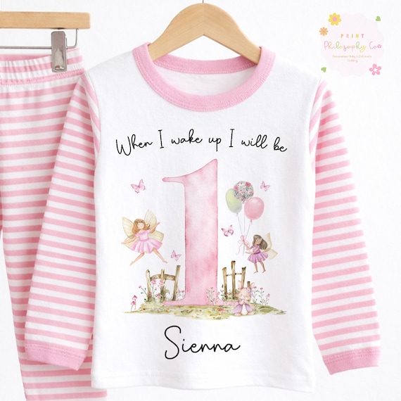 Fairy Birthday Pyjamas, Fairy First Birthday Pjs, When I wake up I will be Pjs, Girls Birthday Pyjamas, Girls Birthday Pjs, Personalised Pjs