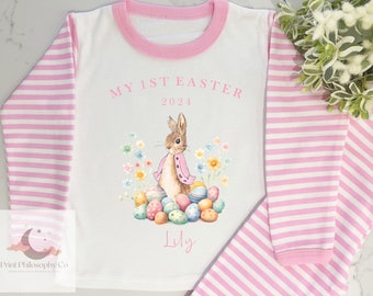 My First Easter Pjs, Easter Pyjamas, Girls Easter Personalised Pyjamas, Girls Personalised Pjs, Easter Bunny, My First Easter Baby Gift