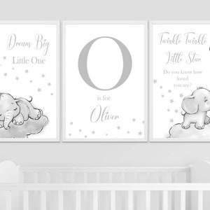 Twinkle Twinkle Little Star Elephant Nursery Prints, Set of 3 Elephant Nursery Decor, Elephant, Elephant Nursery Prints
