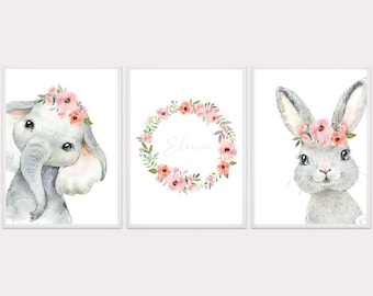 Set of 3 Prints, Safari Nursery, Nursery Prints, Nursery Decor, Girls Nursery Decor, Safari Nursery Decor, Girls Nursery Prints