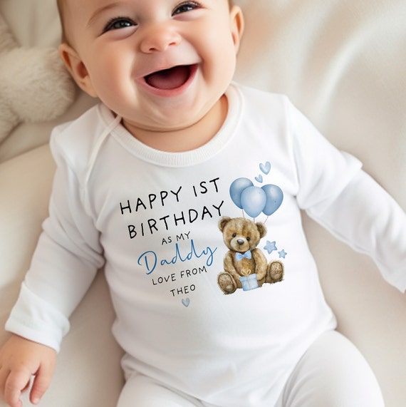 Buy Happy 1st Birthday as My Daddy Baby Outfit First Birthday 1st Birthday Daddy Dad Birthday New Dad Gift 1st Birthday as a Daddy Babygrow Online in India Etsy
