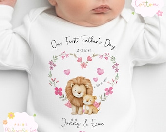 Our First Father's Day Baby Grow, Vest, Sleepsuit or Bib | Personalised First Father's Day Gift from Baby | New Dad Keepsake UK