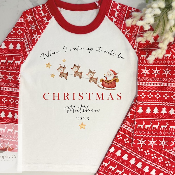 Christmas Pyjamas, Kids Christmas pyjamas, childrens Xmas Pjs, Personalised Christmas Pyjamas, xmas pyjamas kids, Christmas Eve pjs