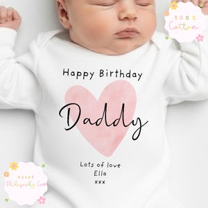 Happy Birthday Daddy Vest, Happy Birthday Daddy Baby Grow, Happy Birthday Daddy Gift, Gift for daddy birthday, Birthday gifts for dad Pink