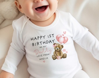 Happy Birthday Daddy Babygrow, 1st Birthday as my Daddy, Daddy Birthday  Gift, Dad Birthday Gift, New Dad Gift, Birthday Baby vest, Sleepsuit