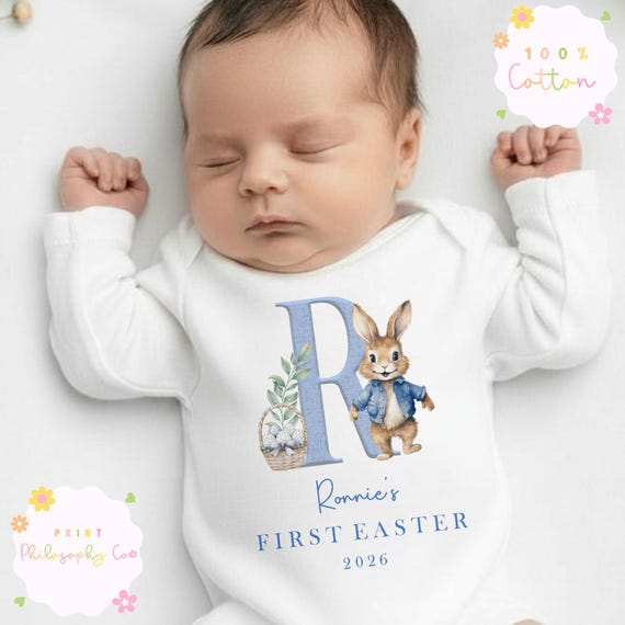 Easter Baby Vest, Easter Sleepsuit, My 1st Easter, My First Easter, Easter Baby Gift, Personalised Easter Baby Sleepsuit, New Baby Gift