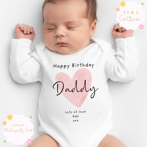 Happy Birthday Daddy Vest, Happy Birthday Daddy Baby Grow, Happy Birthday Daddy Gift, Gift for daddy birthday, Birthday gifts for dad image 4
