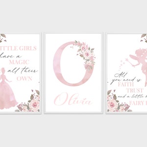 Personalised Princess Prints Set of 3 Nursery Decor Nursery - Etsy