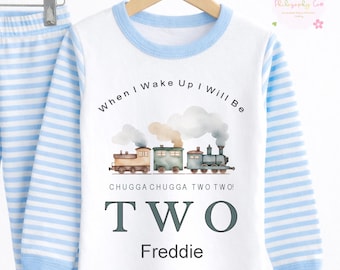Personalised 2nd Birthday Pjs, When I Wake Up I Will Be 2 Pyjamas, 2nd Birthday Pyjamas, Kids Birthday pjs, Boys 2nd Birthday Pjs, Pyjamas