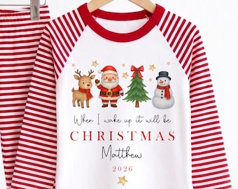 Personalised Christmas pyjamas, Kids Christmas pyjamas, Children's Christmas pjs, Kids Christmas pjs, Christmas Eve Pyjamas, Xmas pjs