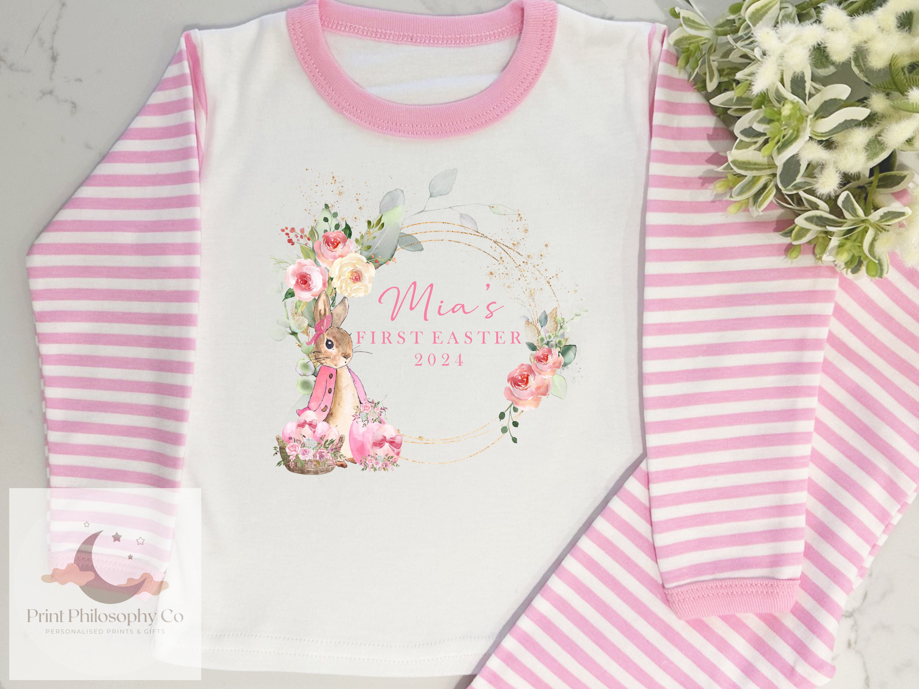 My First Easter Pjs Easter Pyjamas Girls Easter Personalised Pyjamas Girls Personalised Pjs Easter Bunny My First Easter Baby Gift