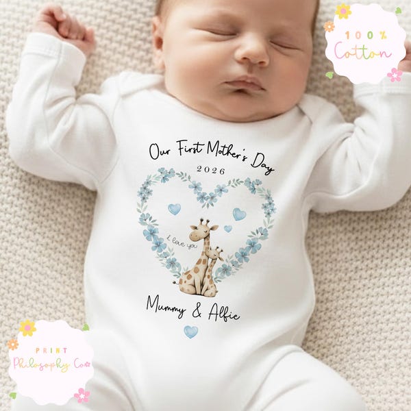 Personalised First Mother's Day Baby Grow | Mother's Day Baby Outfit | First Mother's Day Baby Gift | Custom Name Baby Gift for Mum