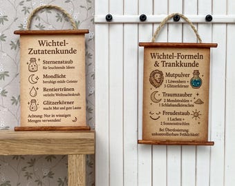 Plakat z miniaturowym elfem | Składniki i receptury magiczne | Miniaturowy certyfikat na drzwi elfa | Świąteczne dekoracje elfów | Magiczne laboratorium domków dla lalek