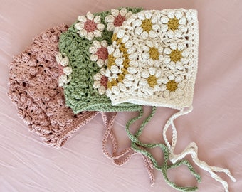 Daisy Square Bonnet Crochet Pattern