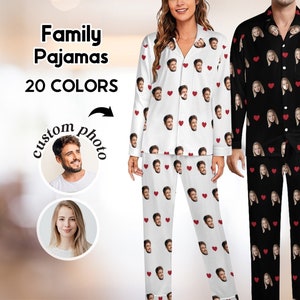 Custom Photo Pajamas, Personalized Face Pajama Set, Family Pajamas, Photo Printed Pajamas, Birthday Gift, Gift for Mom Dad Kids, Woman PJs zdjęcie 1