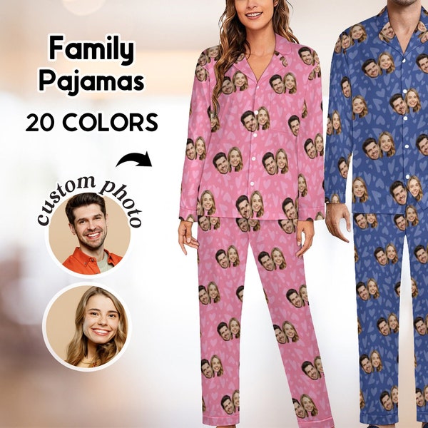 Custom Photo Pajamas, Personalized Face Pajama Set, Family Pajamas, Couple Photo Pajamas, Valentine's Day Gift, Gift for Mom, Pet lover Gift