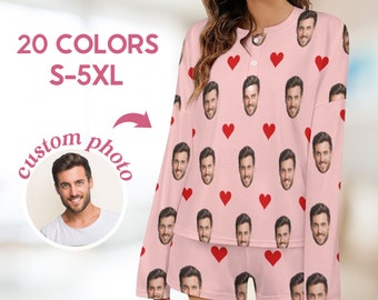 Custom Photo Pajamas, Personalized Face Pajama Set for Women, Custom Sleepwear with Photo, Valentine's Day/Birthday Gift for Her, Woman PJs