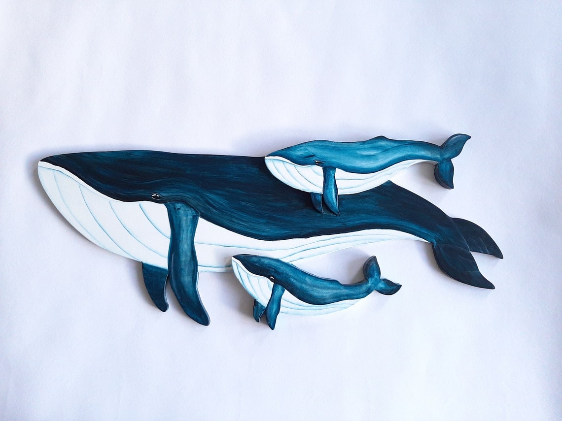 Blue whale wall decor Nautical Decor Nursery Decor Wooden Etsy