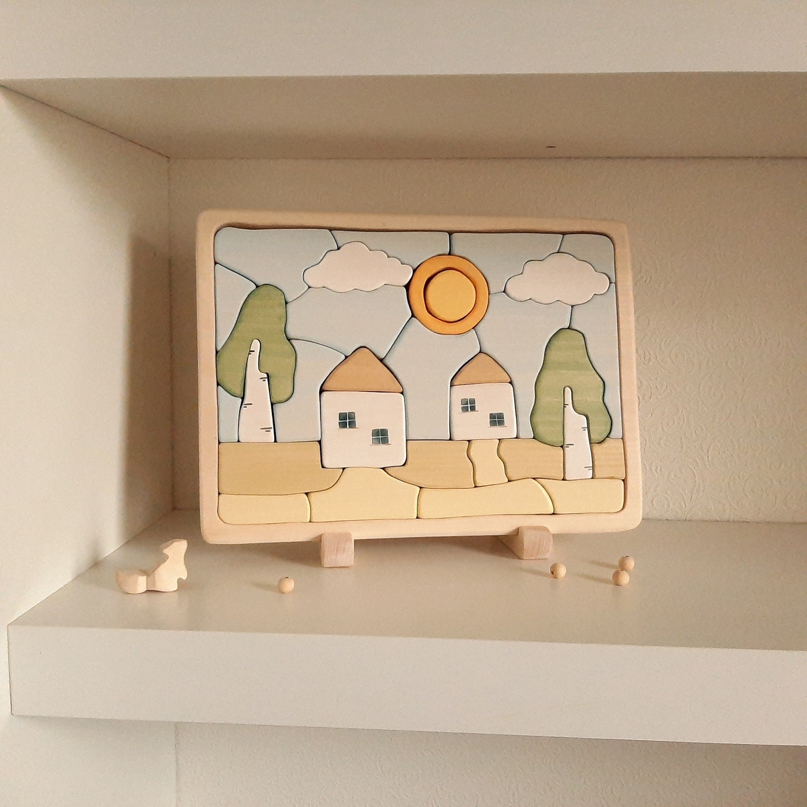 Mosaico de madera. Pintura de madera hecha a mano | Etsy