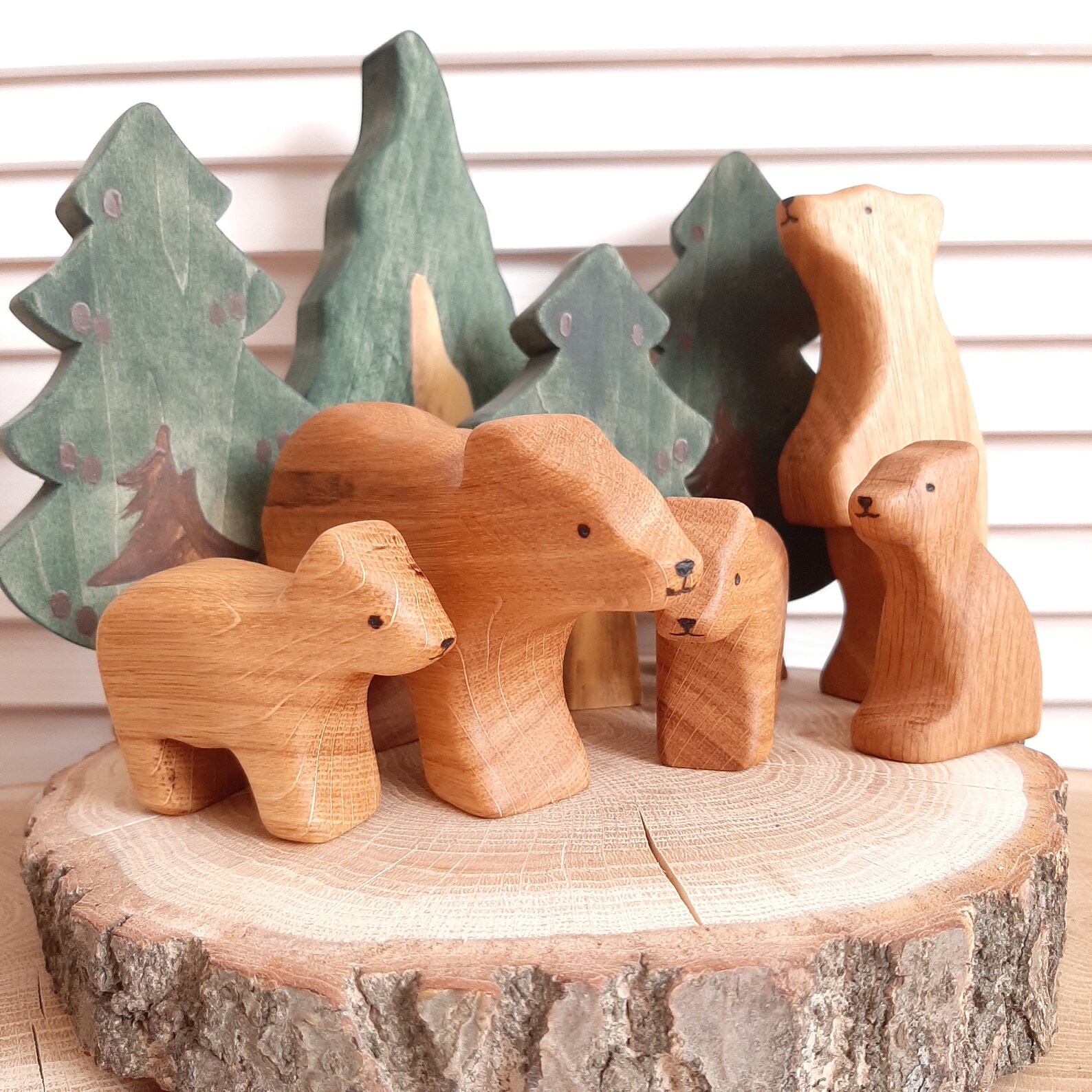 Wooden Bear Family Toy Montessori baby and toddler toys Etsy