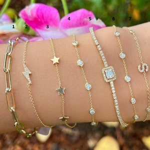 Moissanite Stone Bracelet // 925 silver bracelet // gold Plated bracelet // chain bracelet // Star bracelet// Gift For Her  Wedding Bracelet