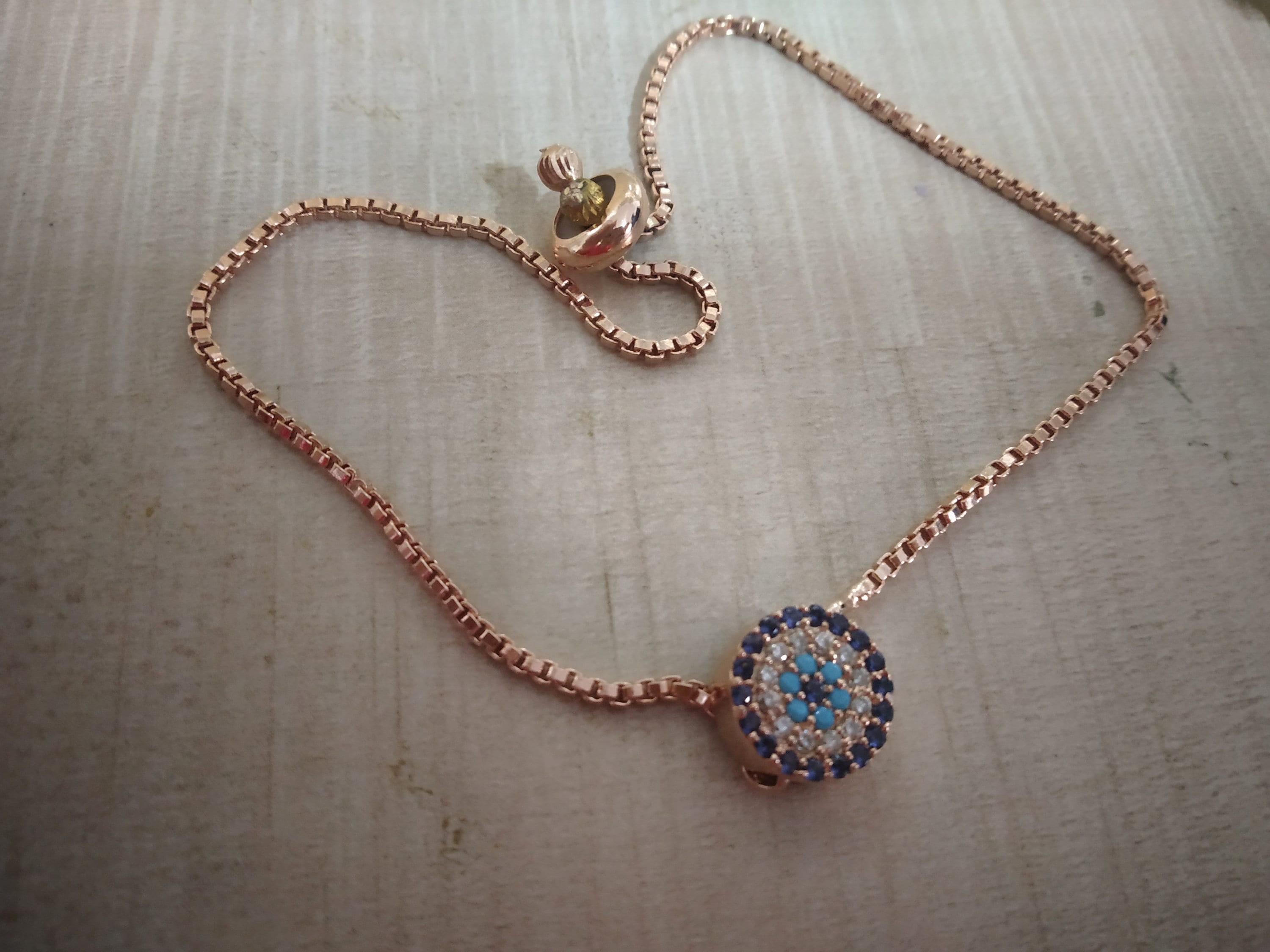 Evili Eye Bracelet  Cubic Zirconia Gemstone  Roge Gold Bracelet   Adjustable Chain brass Bracelet handmade Jewelry  Gift for Her - Etsy