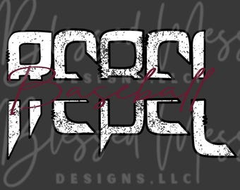 GRUNGE FONT rebel baseball digital download PNG
