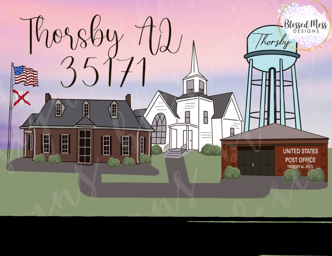 Thorsby AL Hand Drawn Small Town Sublimation Digital Download Png Etsy