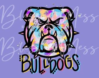 silver foil BULLDOGS mascot digital download PNG