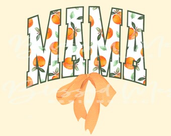 Peach MAMA with bow digital download PNG