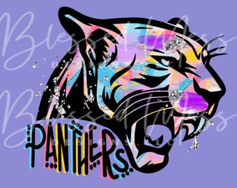 silver foil PANTHERS mascot digital download PNG