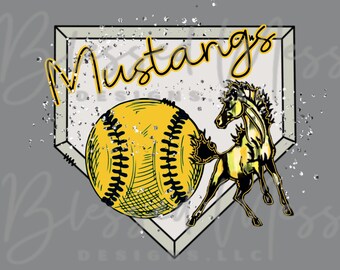 Mustang glitter home plate softball digital download PNG