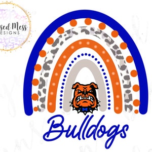 Boho rainbow school mascot Bulldogs sublimation digital download png