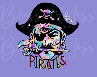silver foil PIRATES mascot digital download PNG
