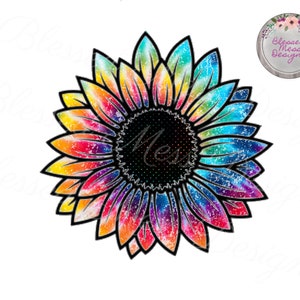 Tie dye sunflower watercolor sublimation digital download png