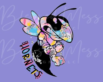 silver foil HORNETS mascot digital download PNG